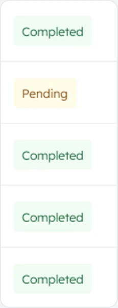 The same status chips after the fix: darker status text on the same tints