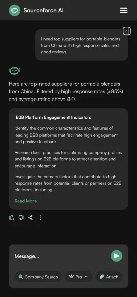 Sourceforce mobile search response with the written summary