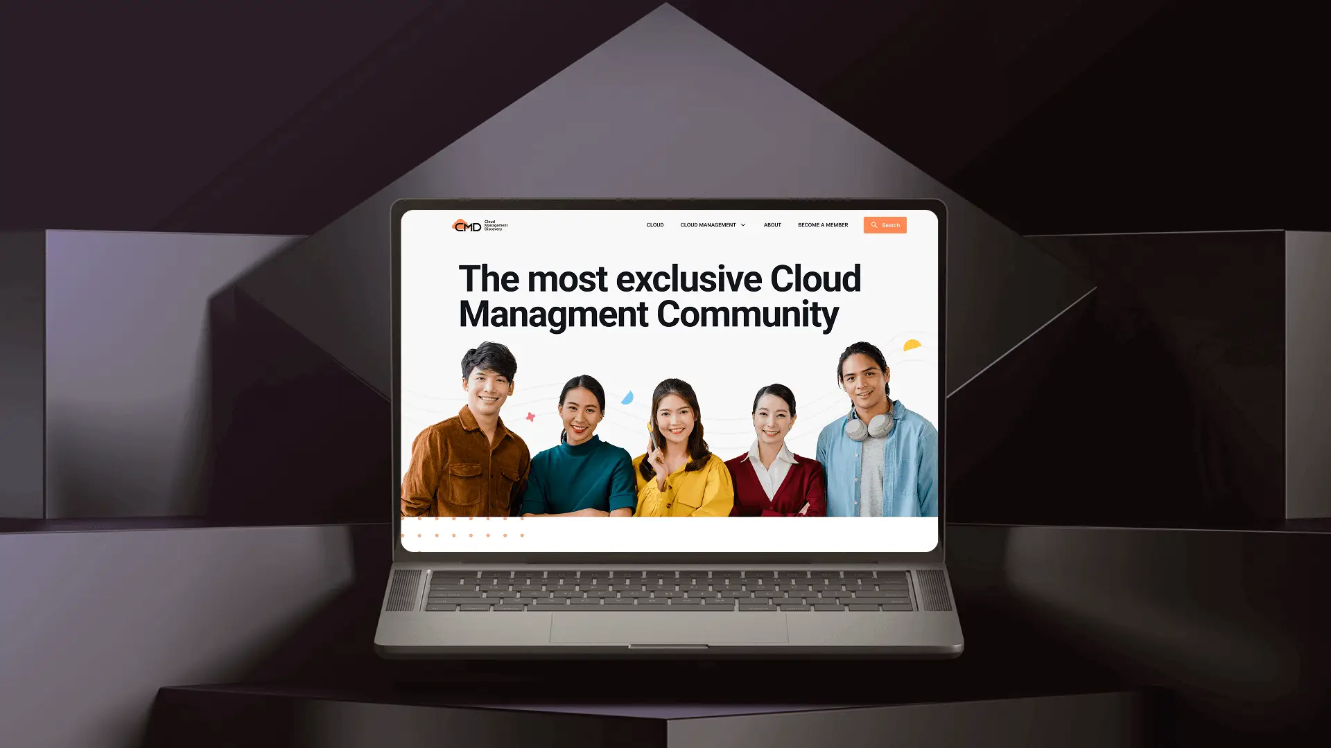 A published marketing website displayed on a laptop