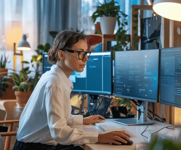 Researcher reviewing usability test recordings