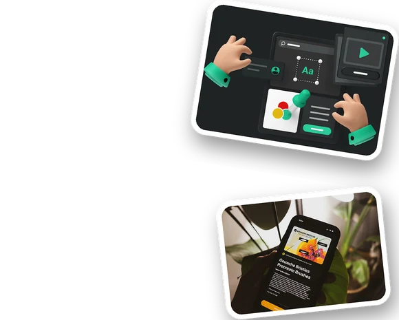 AI landing page design project screens