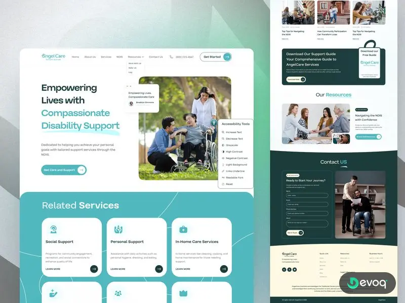 AngelCare care provider website UI design by Devoq Design