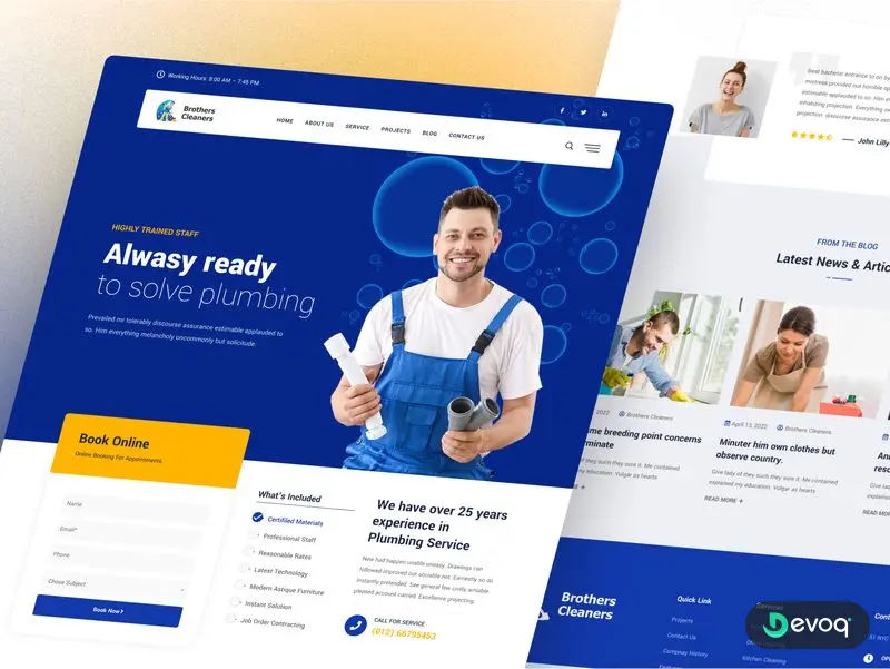 Brothers Cleaners home services website UI design by Devoq Design