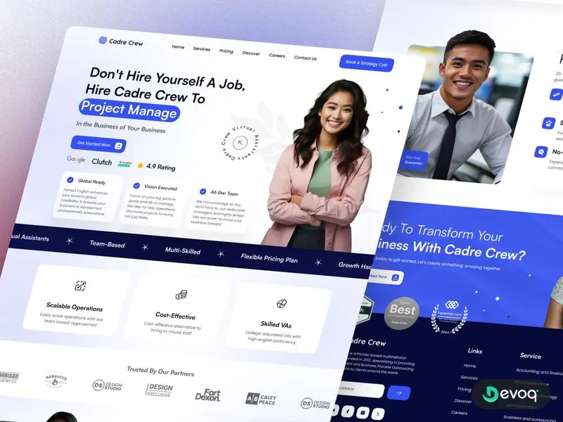 CadreCrew staffing agency website UI design by Devoq Design
