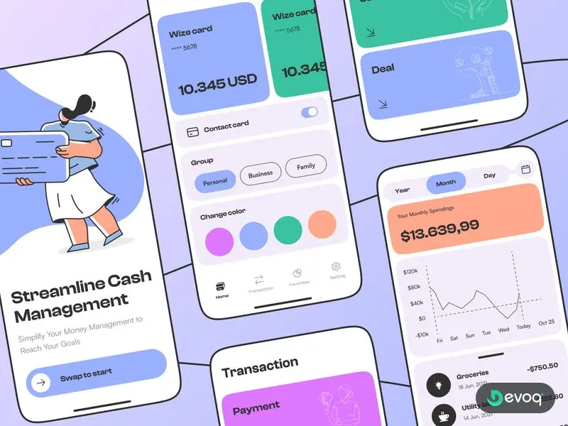 Cash Management App fintech cash management app UI design by Devoq Design