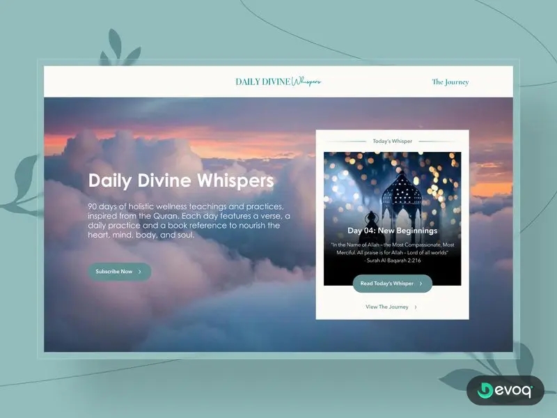 Daily Divine Whispers wellness website UI design by Devoq Design
