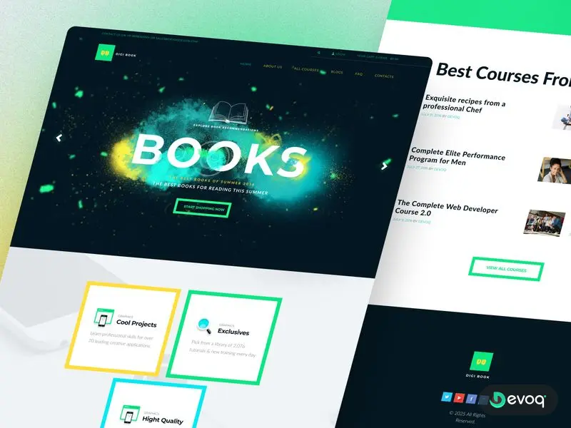 Digi Book elearning website UI design by Devoq Design