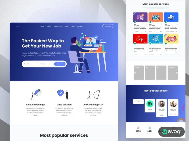 Hiker job marketplace website UI design by Devoq Design