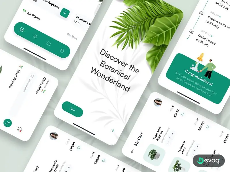 Plant Shop App ecommerce mobile app UI design by Devoq Design