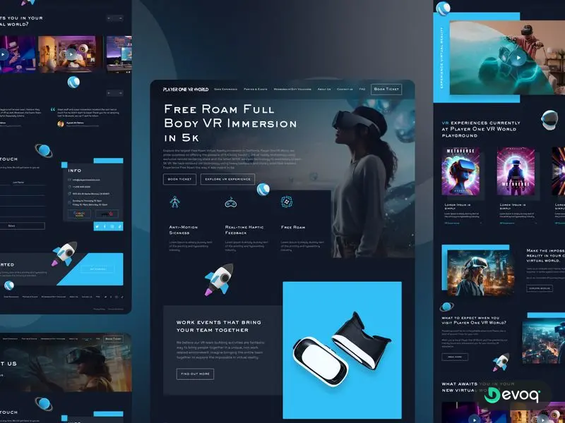 Player One World gaming entertainment website UI design by Devoq Design