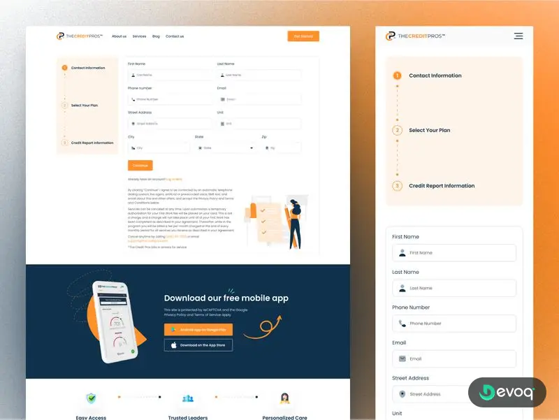 The Credit Pros credit repair website UI design by Devoq Design