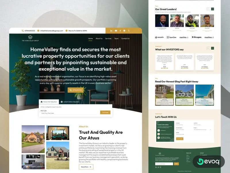 The Home Valley Group real estate website UI design by Devoq Design