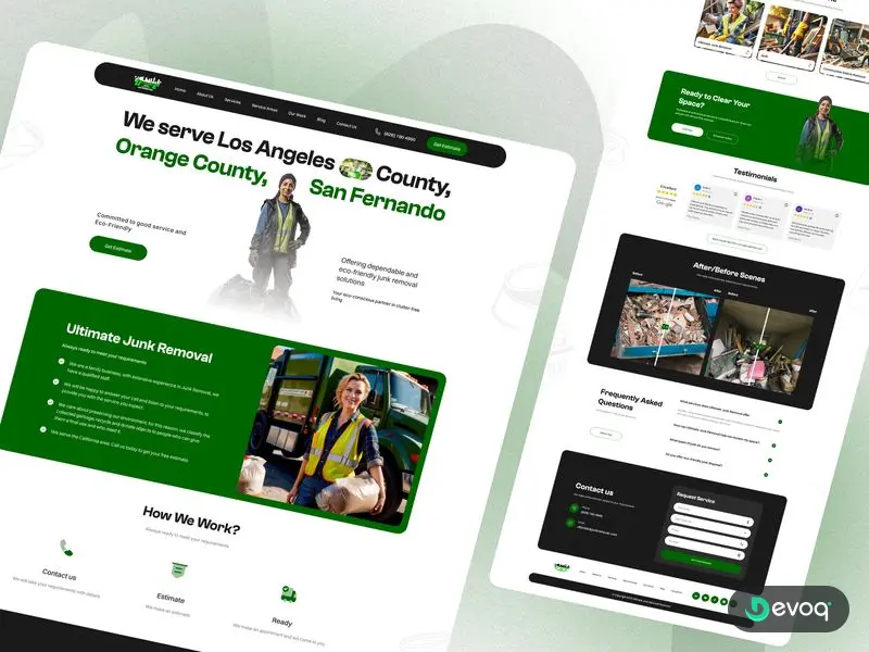 Ultimate Junk Removal junk removal website UI design by Devoq Design